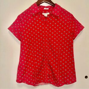 Vintage Liz Claiborne cotton stretch button down with sleeve detail floral M